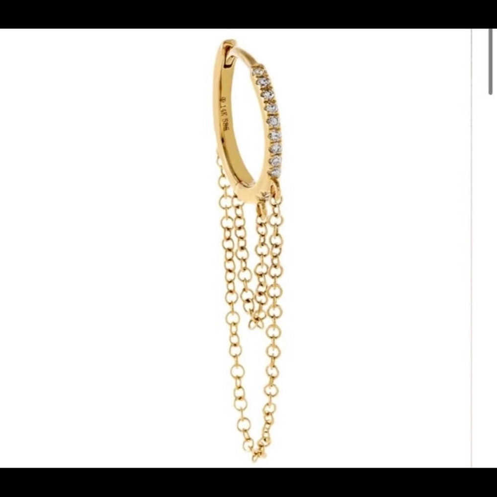 Adinas Jewels diamond cartilage double chain hoop earrings